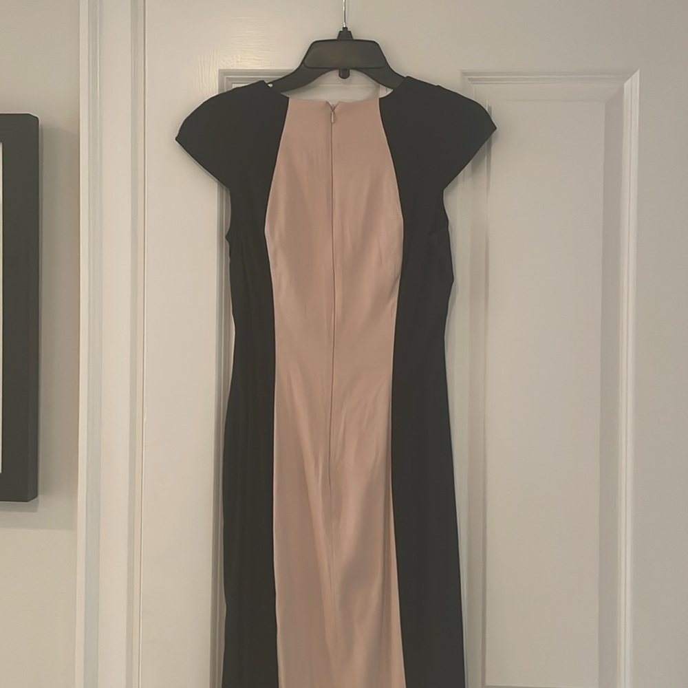 French Connection pink and Black color block LBD size 8 cap sleeves sheath dress - Picture 6 of 8